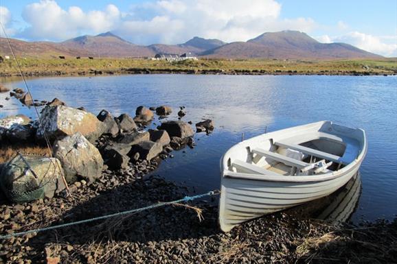 South Uist Fishing small fishing boat tied up