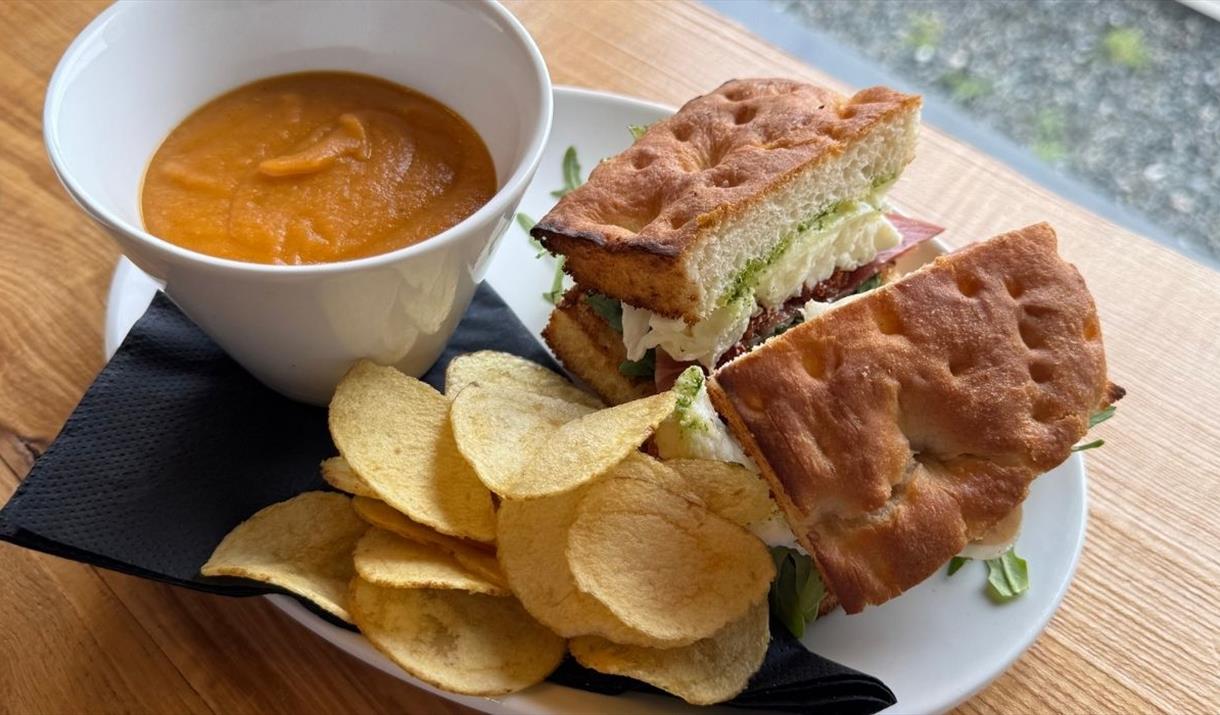 Benbecula Distillery Cafe soup & sandwich