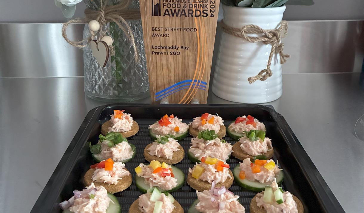 Lochmaddy Bay Prawns Canapes.