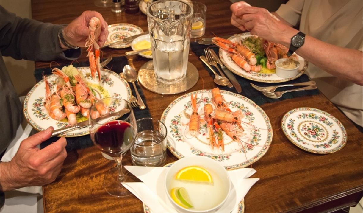 Scarista House prawns on dinner plate