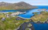 Aerial view of Uist Storm pods and Lochboisdale, South Uist