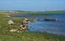 View across Loch Hosta with trout fishing boat for anglers