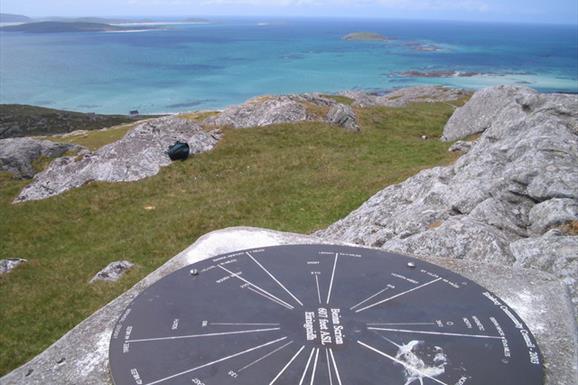 Beinn Sciathan View marker on triangulation pillar, Beinn Sciathan, Eriskay by Brian Lindsay