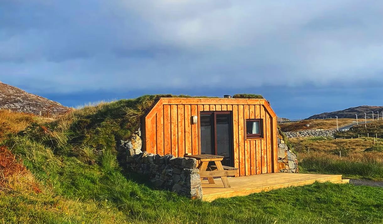 Sunset at Uist Storm Pods, Lochboisdale, Isle of South Uist Sunset at Uist Storm Pods, Lochboisdale, Isle of South Uist